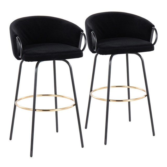 LUMISOURCE, LLC 28761 LumiSource Claire Adjustable Bar Stools, Black/Gold, Set Of 2 Stools