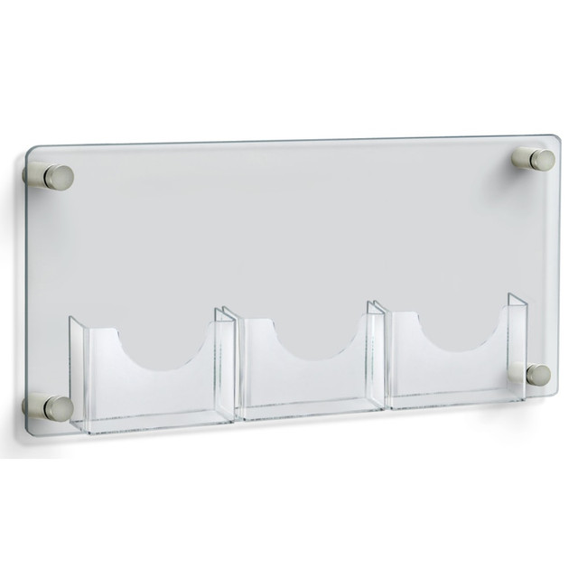 AZAR INTERNATIONAL INC 105584 Azar Displays 3-Pocket Bifold Wall Brochure Holder, 11in x 23in, Clear/Silver Caps