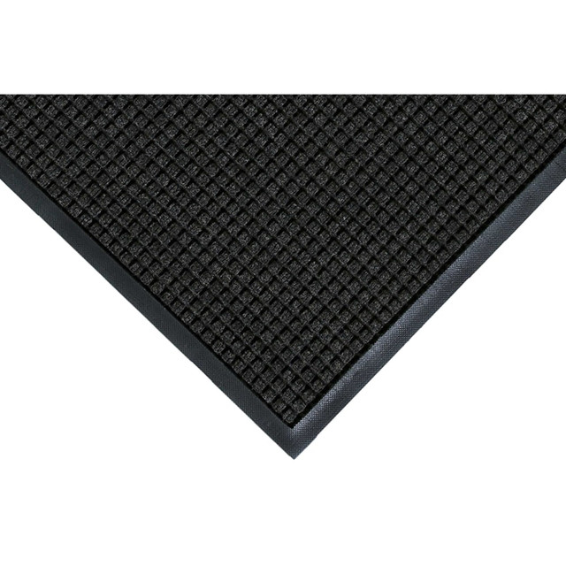 WaterHog Squares mats are durable, stain-resistant mats with a unique bi-level design that traps dirt and moisture, keeping your floors clean, dry, and safe.  The standard WaterHog mat features a squares pattern.  Clean and Dry - Bi-level surface effectively scrapes dirt and moisture from shoes, trapping it beneath shoe level to prevent tracking.  Water dam border holds moisture keeping it off your floors (WaterHog mats can hold up to 1.5 gallons of water per square yard).  Durable - Reinforced rubber nubs prevent pile from crushing and extend the performance life of the mat  Fade and Stain-Resistant - Solution-dyed PET fabric (24 ounces/square yard) is resistant to staining, dries quickly, and will not fade or rot.  Safe - Beveled edges provide a safe transition from floor to mat.  Certified high-traction by the National Floor Safety Institute (NFSI).  Contains Recycled Content - See Specs for Details.