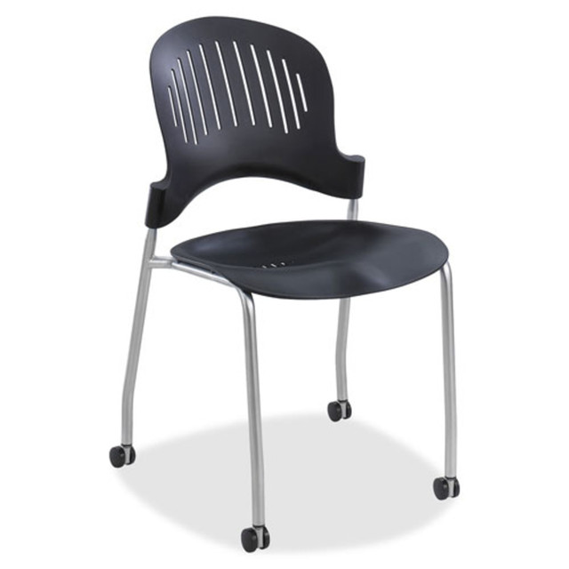 SAFCO PRODUCTS CO 3385BL Safco Zippi Stack Chair, Silver/Black, Set Of 2