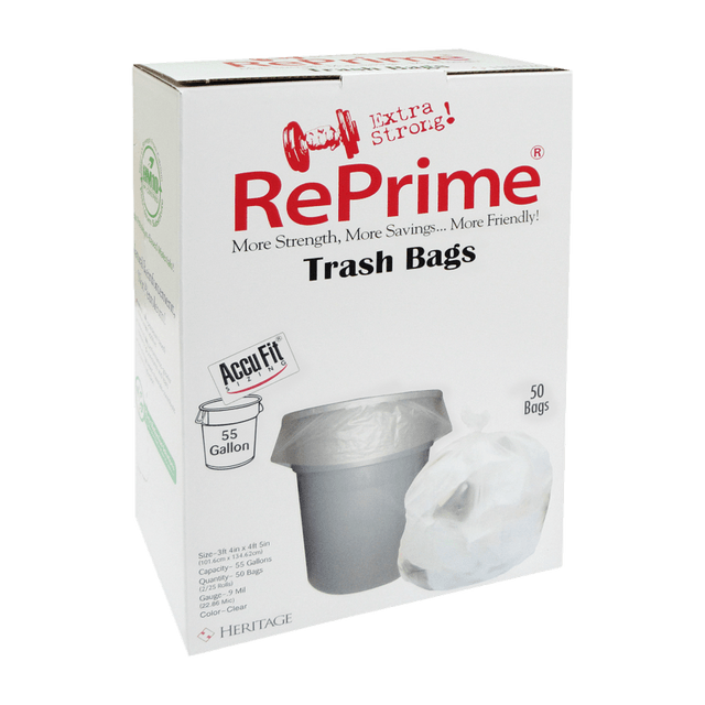 HERITAGE TRAVELWARE LTD H8053TCRC1 Heritage Accufit Can Liners, 55 Gallon, 0.9 Mil, Clear, Box Of 50 HERITAGE TRAVELWARE LTD H8053TCRC1 Heritage Accufit Can Liners, 55 Gallon, 0.9 Mil, Clear, Box Of 50