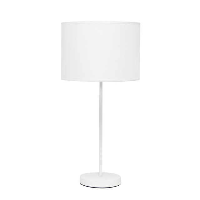 ALL THE RAGES INC Simple Designs LT2040-WOW  Stick Lamp With Fabric Shade, 19-12inH, White Shade/White Base