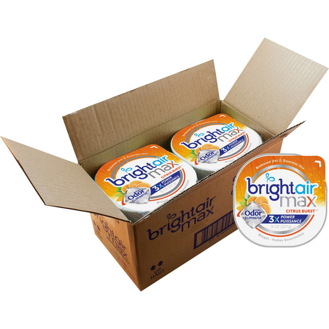 BRIGHT AIR 900436CT Max Scented Gel Odor Eliminator - Gel - 8 oz - Citrus - Odor Neutralizer, Phthalate-free, Paraben-free, BHT Free, Bio-based, Formaldehyde-free, NPE-free - 6 / Carton BRIGHT AIR 900436CT Max Scented Gel Odor Eliminator - Gel - 8 oz - Citrus - Odor Neutralizer, Phthalate-free, Paraben-free, BHT Free, Bio-based, Formaldehyde-free, NPE-free - 6 / Carton