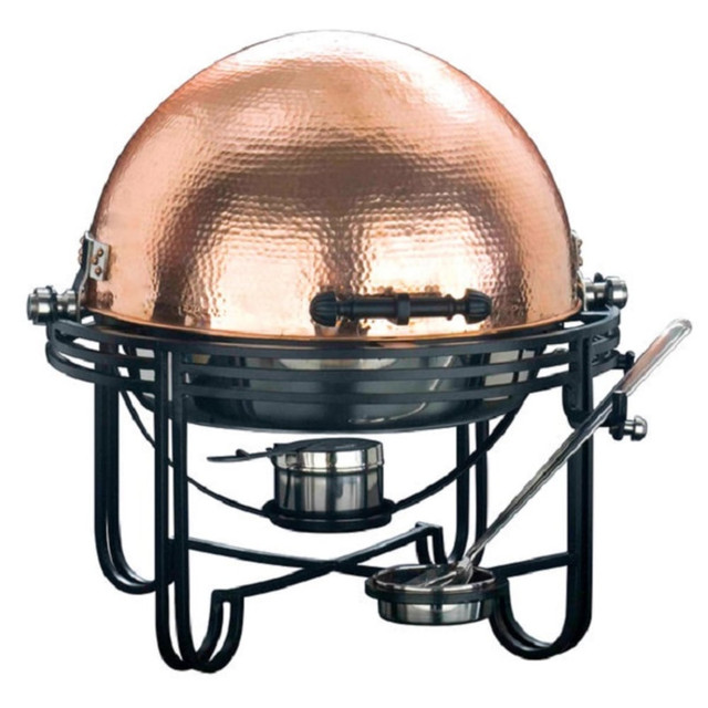 AMERICAN METALCRAFT, INC. MESA91C American Metalcraft Roll-Top Chafer With Cover, Round, 6 Qt, Hammered Copper