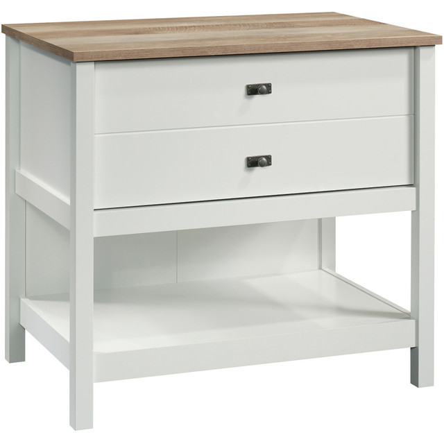 SAUDER WOODWORKING CO. 427307 Sauder Cottage Road 32-7/16inW x 21-13/16inD Lateral File Cabinet, Soft White/Lintel Oak