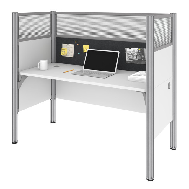 BESTAR INC. 100871DG-17 Bestar Pro-Biz 63inW Single Office Cubicle With Tack Board And High Privacy Panels, White/Gray