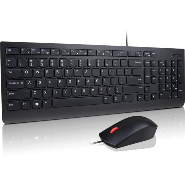 LENOVO, INC. Lenovo 4X30L79907  Essential Wired Keyboard and Mouse Combo - USB Cable - Spanish (Latin America) - USB Cable - Optical - 1000 dpi - Compatible with Tablet, Notebook, Desktop Computer for Windows, Linux