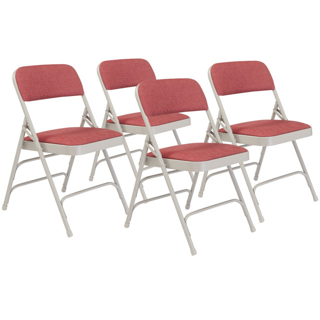 OKLAHOMA SOUND CORPORATION National Public Seating 2308/4  2300 Series Deluxe Fabric-Upholstered Triple-Brace Premium Folding Chairs, Majestic Cabernet/Gray, Pack Of 4 Chairs