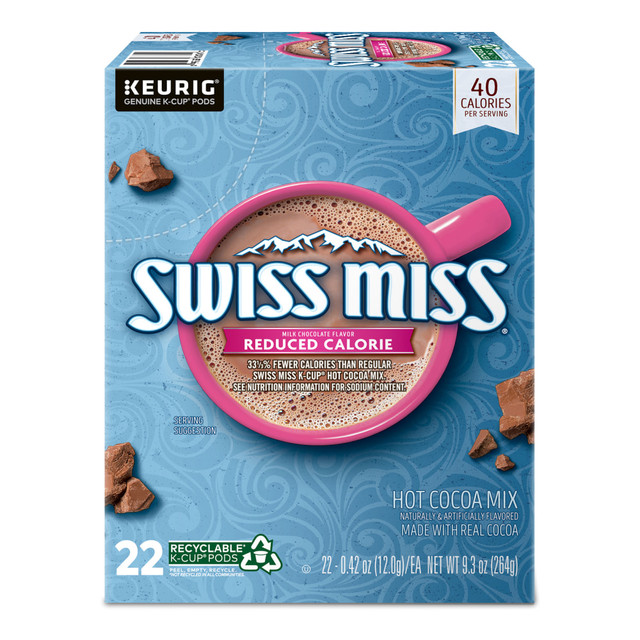 GREEN MOUNTAIN COFFEE ROASTERS, INC. 5000349563 Swiss Miss Hot Cocoa Single-Serve K-Cup, Reduced Calorie, Box Of 22 GREEN MOUNTAIN COFFEE ROASTERS, INC. 5000349563 Swiss Miss Hot Cocoa Single-Serve K-Cup, Reduced Calorie, Box Of 22