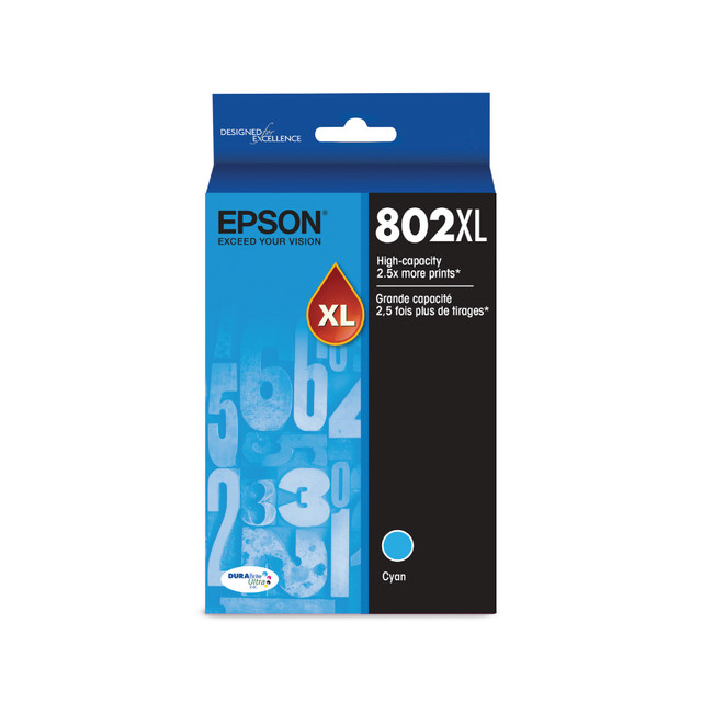 EPSON AMERICA INC. Epson T802XL220-S  802XL DuraBrite Ultra High-Yield Cyan Ink Cartridge, T802XL220-S