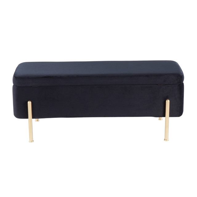 LUMISOURCE, LLC 28950 LumiSource Daniella Fabric Storage Bench, Gold/Black