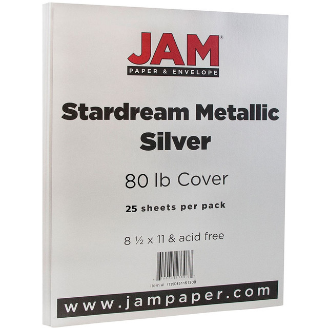 MEDLINE INDUSTRIES, INC. 173SD8511SI120B JAM Paper Color Multi-Use Card Stock, Silver Stardream Metallic, Letter (8.5in x 11in), 80 Lb, Pack Of 25 MEDLINE INDUSTRIES, INC. 173SD8511SI120B JAM Paper Color Multi-Use Card Stock, Silver Stardream Metallic, Letter (8.5in x 11in), 80 Lb, Pack Of 25