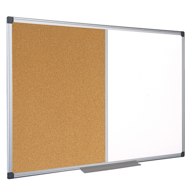 BI-SILQUE VISUAL COMM.PROD. MasterVision XA2702170  Maya Cork/Non-Magnetic Dry-Erase Whiteboard Combination Board, 48in x 72in, Silver Aluminum Frame