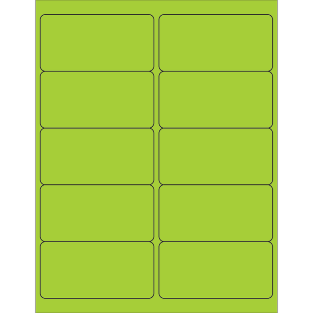 B O X MANAGEMENT, INC. LL178GN Tape Logic Permanent Labels, LL178GN, Rectangle, 4in x 2in, Fluorescent Green, Case Of 1,000