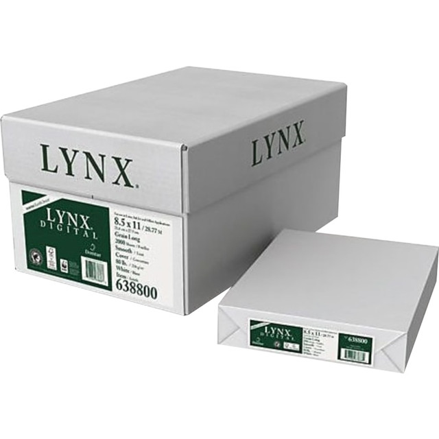 DOMTAR PAPER COMPANY, LLC 638800 Domtar Lynx Digital Multi-Use Printer & Copier Paper, Letter Size (8 1/2in x 11in), 4000 Sheets Total,  96 (U.S.) Brightness, 80 Lb, White, 250 Sheets Per Ream, Case Of 8 Reams