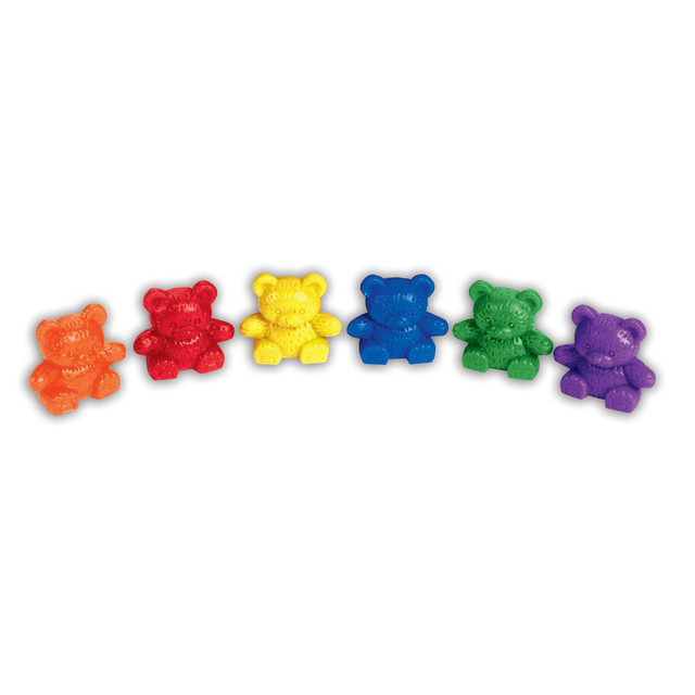 Just right for counting, sorting, color recognition, patterning and measurement activities.  The littlest of the Three Bear Family Counters is 1in tall, weighs 4 grams.  Set of 102 packaged in a convenient storage bucket.  Includes an activity guide.