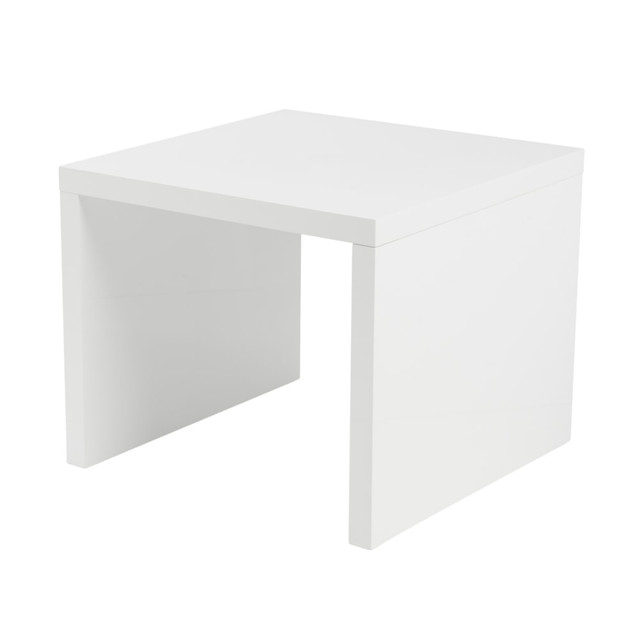 EURO STYLE, INC. 09716WHT Eurostyle Abby Square Side Table, 20-1/8inH x 23-3/5inW x 23-3/5inD, High Gloss White