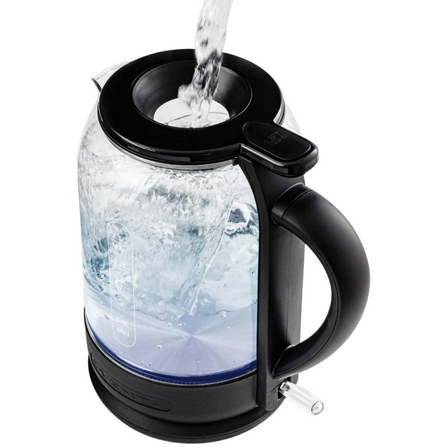 TOPNET, INC. KG516B Ovente 1.5 Liter Electric Hot Water Glass Kettle, Black