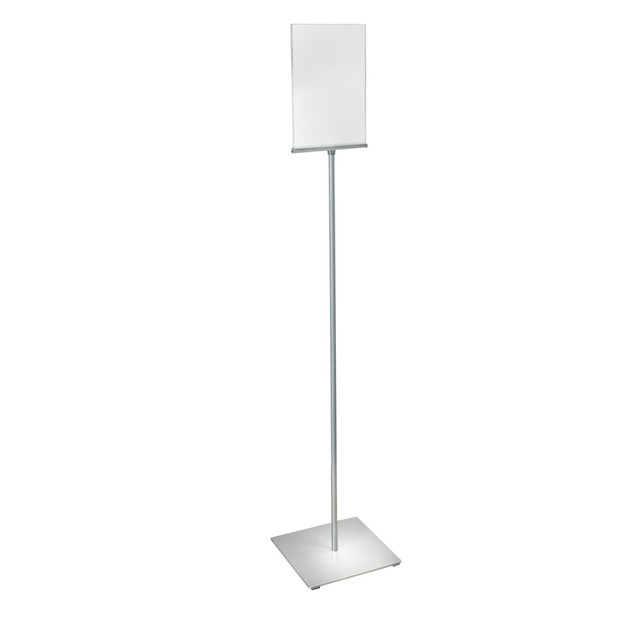 AZAR INTERNATIONAL INC 300863 Azar Displays Pedestal 2-Sided Sign Holder Stand With Square Metal Base, 56-1/2inH x 12inW x 12inD, Clear/Silver