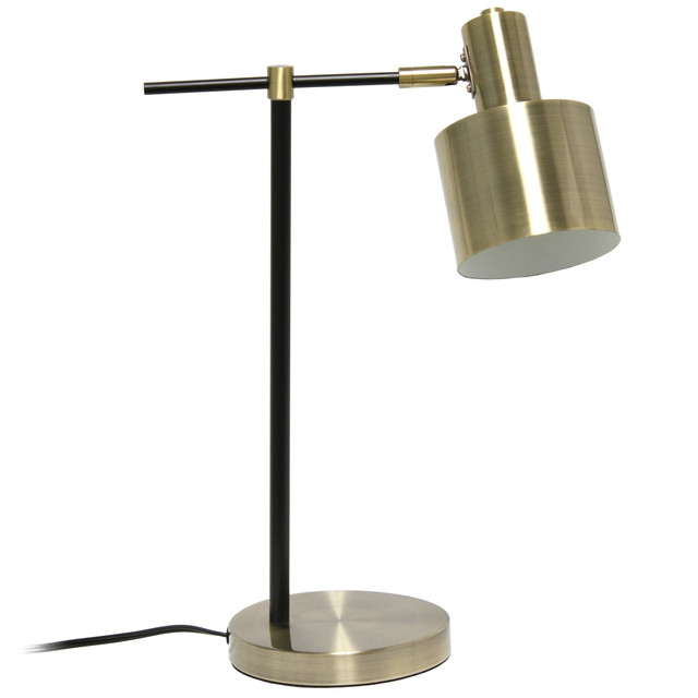 ALL THE RAGES INC LHT-4001-AB Lalia Home Mid-Century Modern Metal Table Lamp, 21inH, Antique Brass Shade/Black Base