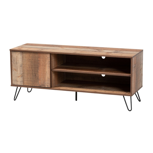 WHOLESALE INTERIORS, INC. 2721-9853 Baxton Studio Contemporary TV Stand, 20-1/8inH x 47-1/4inW x 15-5/8inD, Rustic Oak/Black