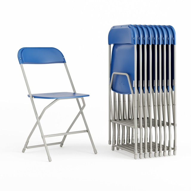 FLASH FURNITURE 10LEL3BLUE  HERCULES Series Premium Plastic Folding Chairs, Blue, Set Of 10 Chairs