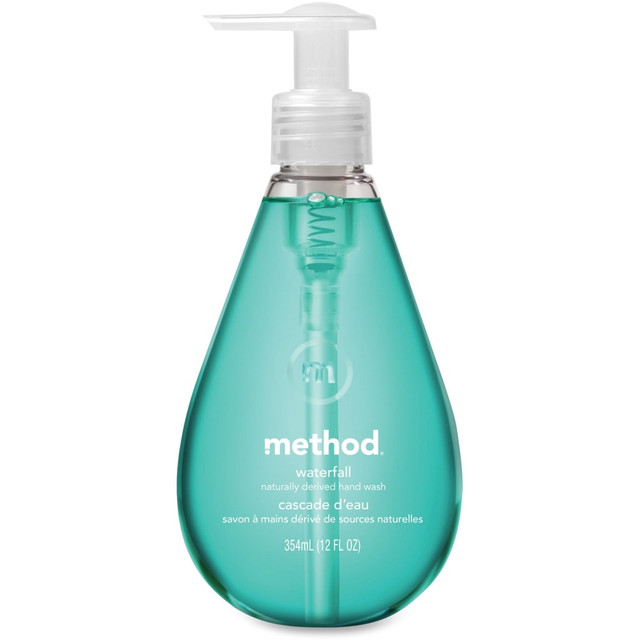 METHOD PRODUCTS, INC. Method 00379CT  Waterfall Natural Gel Hand Wash - Waterfall Scent - 12 fl oz (354.9 mL) - Pump Bottle Dispenser - Hand - Aqua - Paraben-free, Phthalate-free, Triclosan-free, EDTA-free - 6 / Carton