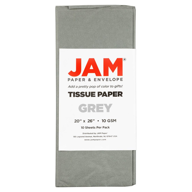 JAM PAPER AND ENVELOPE 1152357 JAM Paper Tissue Paper, 26inH x 20inW x 1/8inD, Gray, Pack Of 10 Sheets