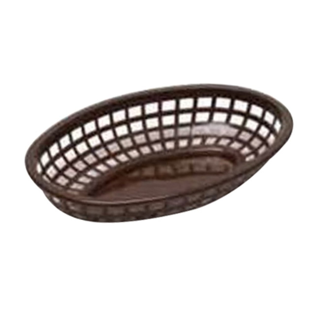 TABLECRAFT PRODUCTS, INC. 1071BR Tablecraft Oval Plastic Side Order Baskets, 1-7/8inH x 5-1/2inW x 7-3/4inD, Brown, Pack Of 12 Baskets