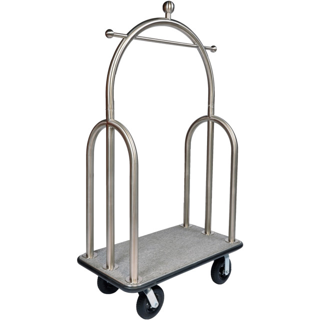 CENTRAL SPECIALTIES CO. 3599BK-010-GRY CSL Trident Luggage Cart, 77inH x 44inW x 24inD, Silver/Gray CENTRAL SPECIALTIES CO. 3599BK-010-GRY CSL Trident Luggage Cart, 77inH x 44inW x 24inD, Silver/Gray