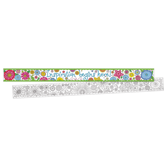 BARKER CREEK PUBLISHING, INC. Barker Creek BC3659  Double-Sided Border Strips, 3in x 35in, Color Me In My Garden, Set Of 24
