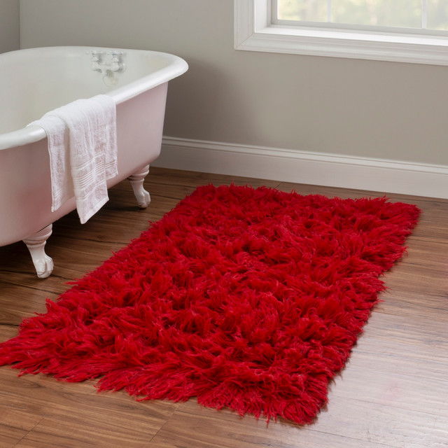 LINON HOME DECOR PRODUCTS, INC Linon OD4842  Flokati Area Rug, 29in x 52in, Morrigan 1400G Red