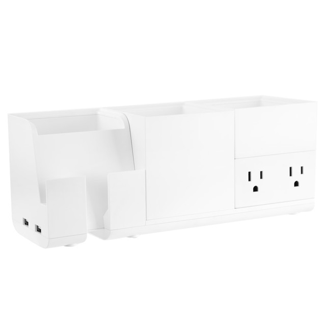 AMAX INCORPORATED KT2-BASEKIT1-WHT Bostitch Konnect Stackable 4-Piece Desk Organization Kit With Power Station, White AMAX INCORPORATED KT2-BASEKIT1-WHT Bostitch Konnect Stackable 4-Piece Desk Organization Kit With Power Station, White