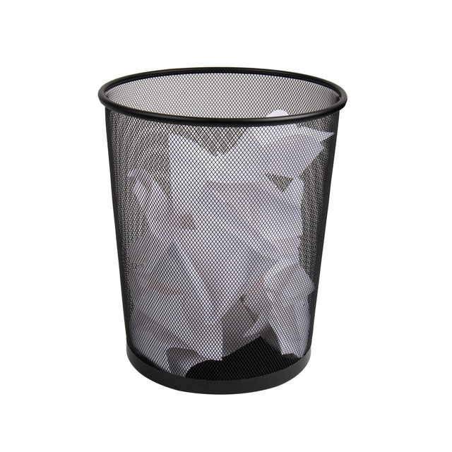 EMS MIND READER LLC 1CIRGA-BLK Mind Reader Metal Mesh Trash Can 4.4 Gallon Waste Paper Basket, 13-3/4inH x 11-1/2inW x 11-1/2inD, Black