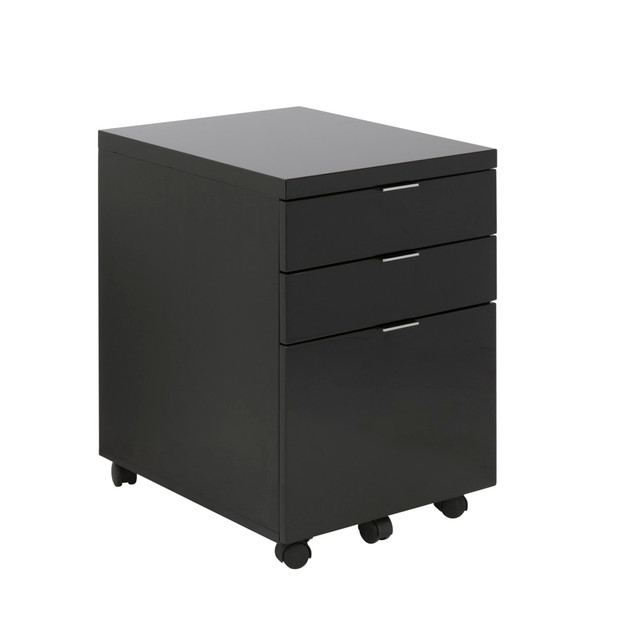 EURO STYLE, INC. Eurostyle 23527BLK  Gilbert 20inD Vertical 3-Drawer Rolling File Cabinet, Black
