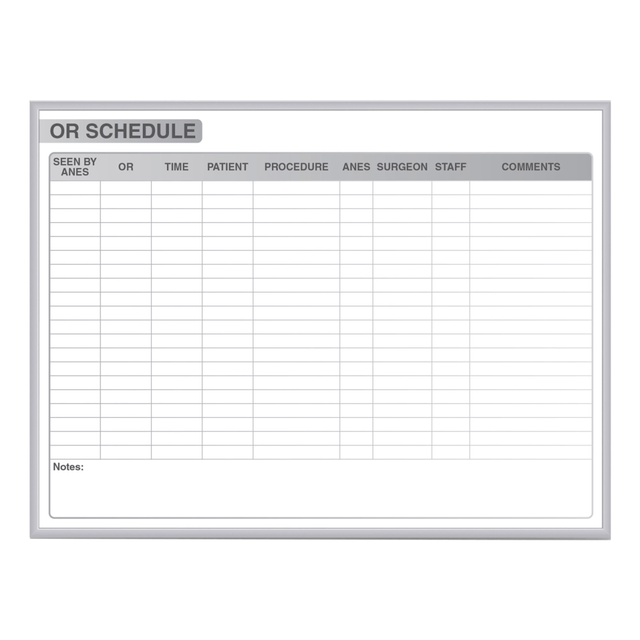 GHENT MANUFACTURING INC. Ghent GRPM313S-46  OR Schedule Magnetic Dry-Erase Whiteboard, 48in x 72in, Aluminum Frame With Silver Finish