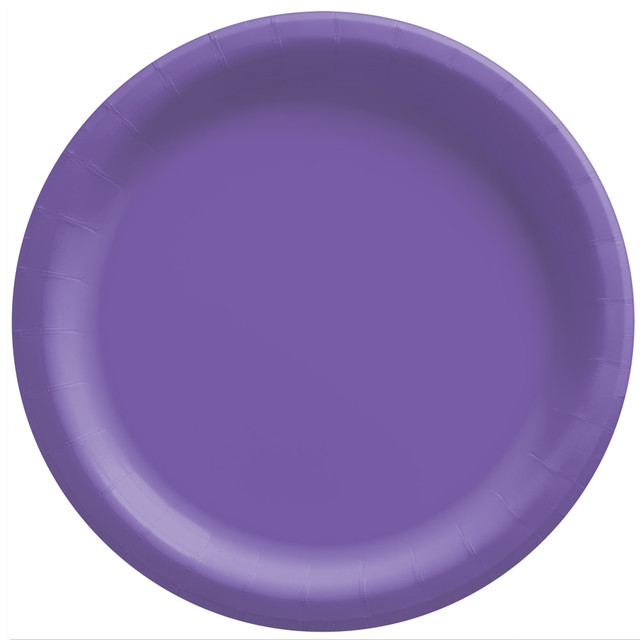 AMSCAN 690015.106  Round Paper Plates, New Purple, 10in, 50 Plates Per Pack, Case Of 2 Packs