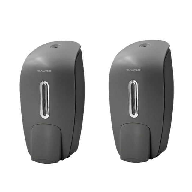 ADIR CORP. ALP425-GRY-2PK Alpine Wall-Mounted Hand Soap Dispensers, 9-5/8inH x 4-5/8inW x 4-1/8inD, Gray, Pack Of 2 Dispensers