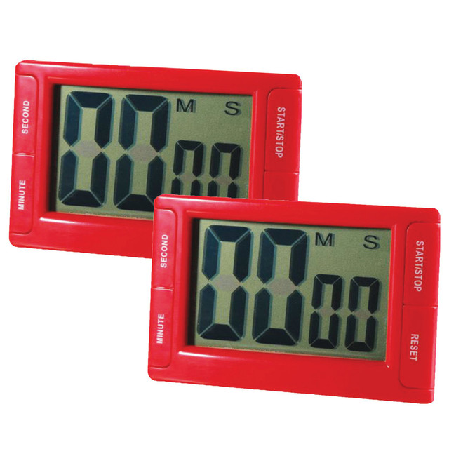 BOUNCYBAND ASH10207-2 Ashley Productions Big Red Digital Timer 3.75in x 2.5in with Magnetic Backing and Stand, Pack of 2