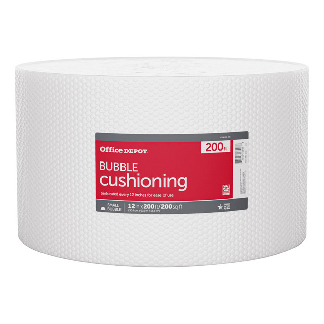 Your good reputation demands that customers receive shipments in perfect condition. Cushion items in shipping cartons with this Office Depot bubble roll, and simply tear off as much as you need.  Great for most shipping, mailing and storage applications.  Thick bubble roll helps protect and secure valuable items and prevent breaking.  Perforated for easy use.  This Office Depot bubble roll measures 3/16in thick to provide cushioned protection for items in transit.  Clear bubble roll measures 12in x 200ft.
