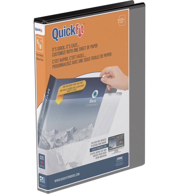 DAVIS GROUP OF COMPANIES CORP 8700-01 QuickFit View 3-Ring Binder, 5/8in Round Rings, Black DAVIS GROUP OF COMPANIES CORP 8700-01 QuickFit View 3-Ring Binder, 5/8in Round Rings, Black