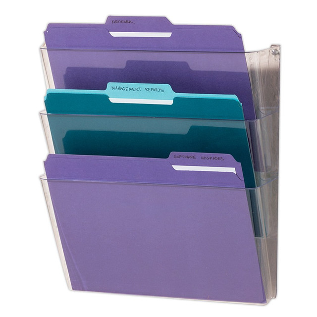 Convenient vertical file keeps frequently-used files accessible  Mounts easily to walls, partitions, doors or cabinets.  Includes screws for easy installation.  Convenient vertical file keeps frequently-used files accessibleMounts easily to walls, partitions, doors or cabinets.Includes screws for easy installation.