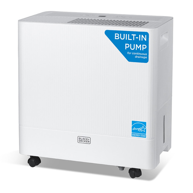 W APPLIANCE COMPANY LLC BD50PMWSA BLACK+DECKER Portable Dehumidifier, 50 Pints With Pump, 24-1/4inH x 15-7/16inW x 11-1/8inD W APPLIANCE COMPANY LLC BD50PMWSA BLACK+DECKER Portable Dehumidifier, 50 Pints With Pump, 24-1/4inH x 15-7/16inW x 11-1/8inD