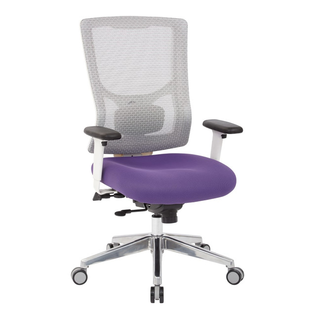 OFFICE STAR PRODUCTS Office Star 95672-512  ProGrid Mesh Mid-Back Managers Chair, White/Purple