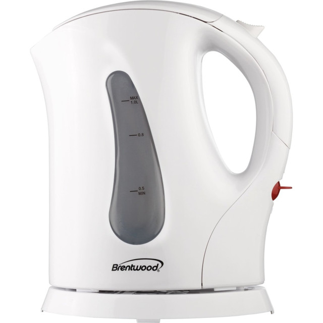 BRENTWOOD APPLIANCES, INC. KT-1610 Brentwood Cordless Plastic Tea Kettle, 1L, White BRENTWOOD APPLIANCES, INC. KT-1610 Brentwood Cordless Plastic Tea Kettle, 1L, White