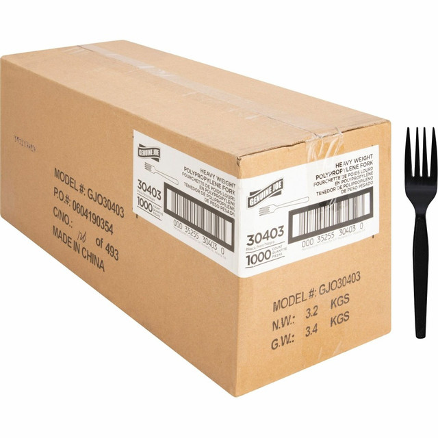SP RICHARDS 30403 Genuine Joe Heavyweight Fork - 1 Piece(s) - Fork - 1 x Fork - Disposable - Textured - Black - 1000 / Carton SP RICHARDS 30403 Genuine Joe Heavyweight Fork - 1 Piece(s) - Fork - 1 x Fork - Disposable - Textured - Black - 1000 / Carton