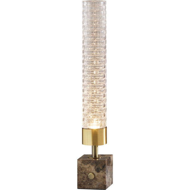 ADESSO INC 3697-21 Adesso Harriet LED Table Lamp, 19inH, Clear Shade/Brown Marble Base