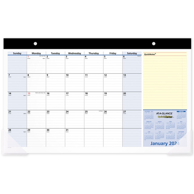 ACCO BRANDS USA, LLC AT-A-GLANCE SK7100024 2024-2025 AT-A-GLANCE QuickNotes 13-Month Compact Monthly Desk Pad Calendar, 18in x 11in, January 2024 To January 2025, SK71000