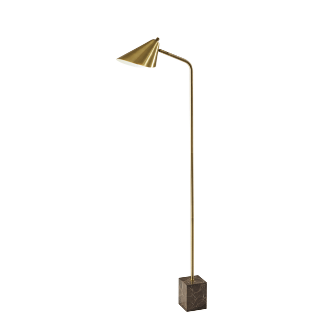 ADESSO INC 4247-21 Adesso Hawthorne Floor Lamp, 55inH, Brown Marble/Antique Brass