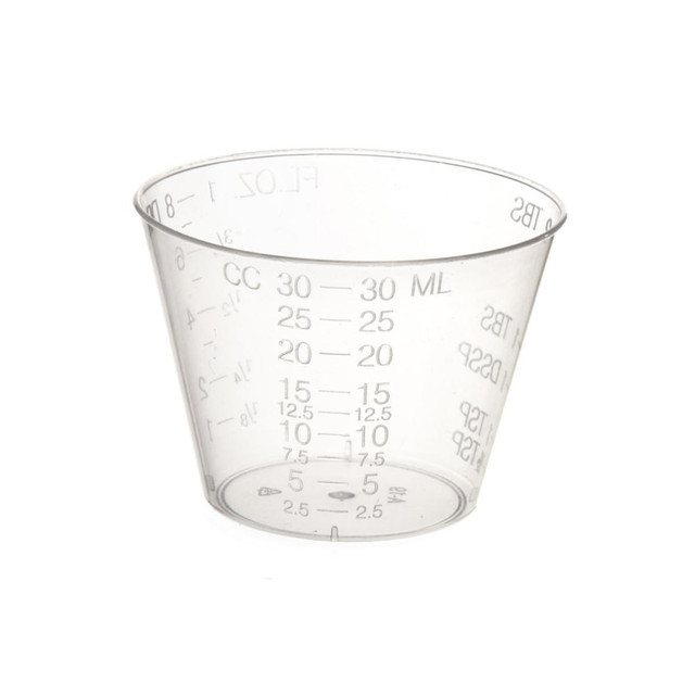 Providing patients with precise dosages of medication can help ensure fast, speedy recovery from illness and injuries. This graduated medicine cup makes it easy to deliver just the right amount of medicine each and every time.  Made of sturdy plastic for strength.  Graduated design helps provide accurate measurements.  Sterile cups are individually packaged for increased hygiene.  Measurements include drams, oz, tbs, mL and cc to allow precise dosage.